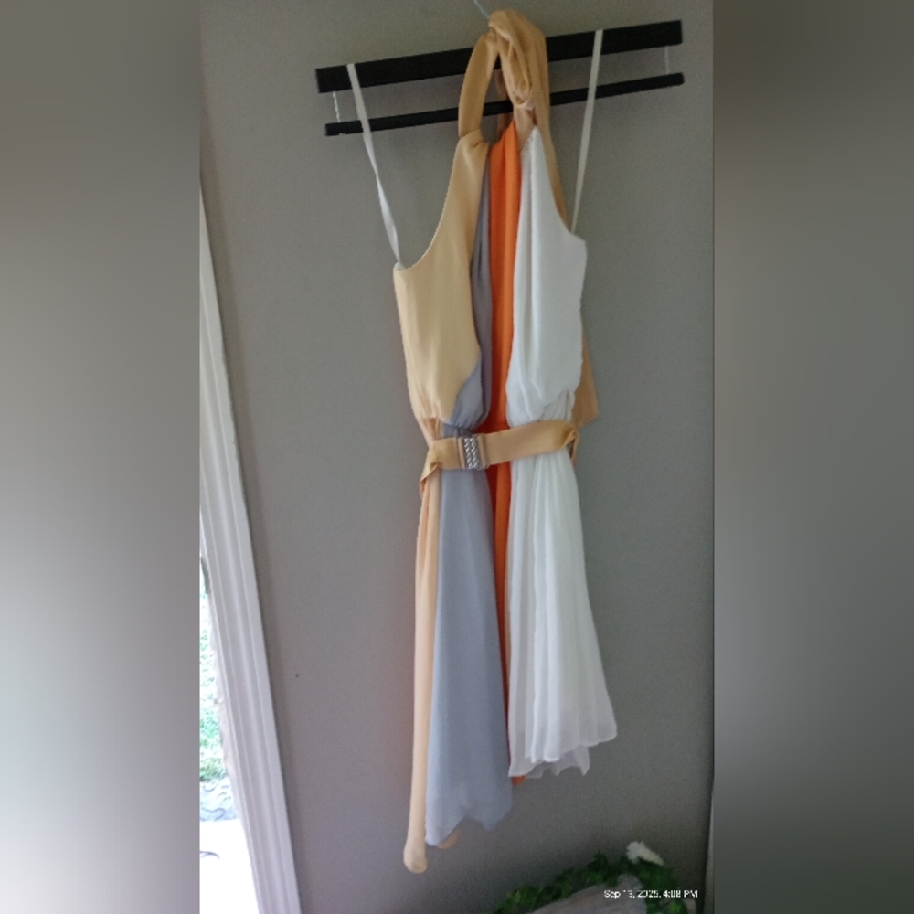 BCBGeneration Cream and Orange Maxi Dress